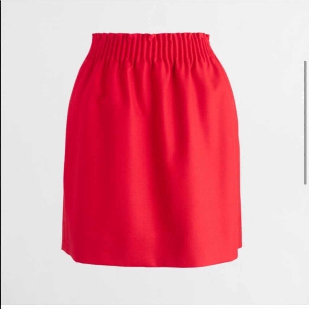 J.CREW Red Paperbag Waist A-line Mini Skirt Slashed Pockets, Size 2